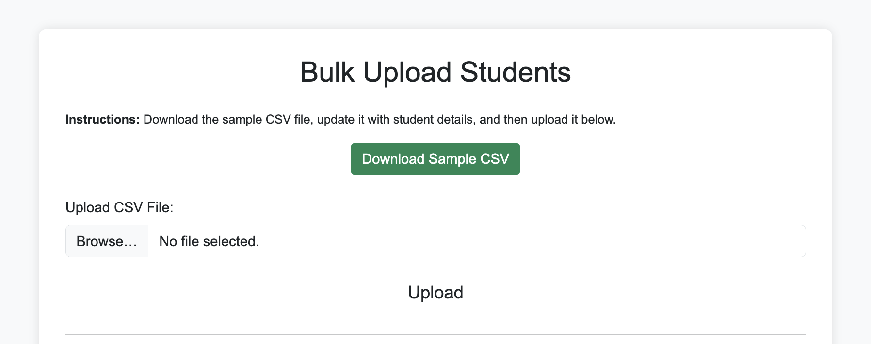 Bulk Upload Student Data